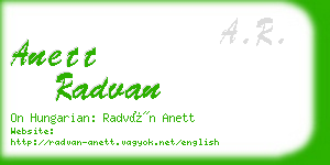anett radvan business card